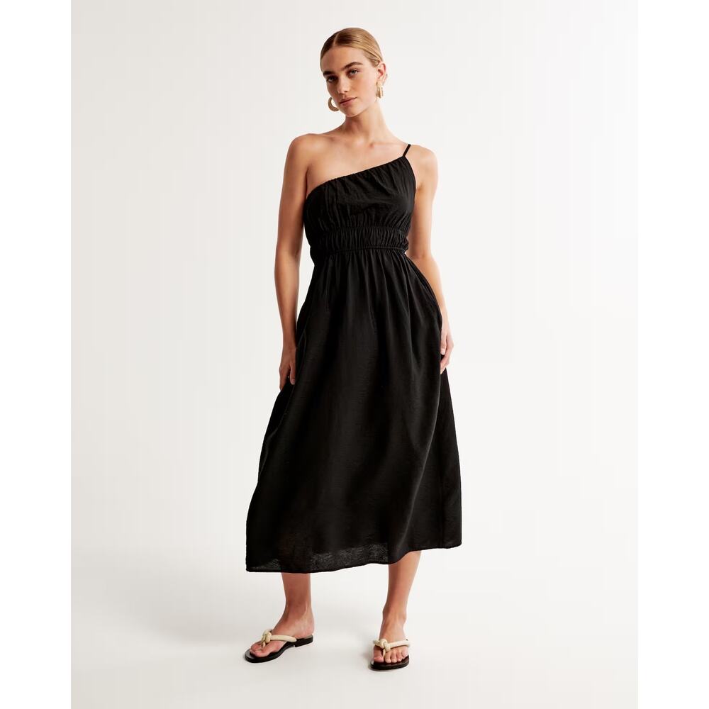 One-Shoulder Easy Waist Maxi Dress Black - Picture 4 of 4